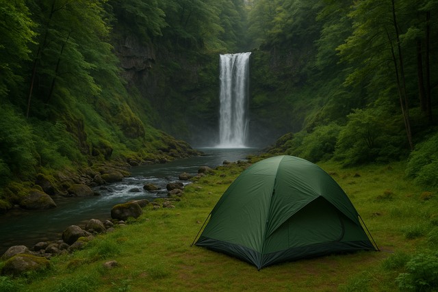 waterfall-river-camp